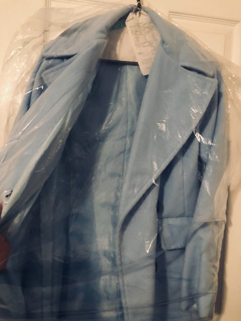 Sky Blue Double-Breasted Tailored Pea Coat